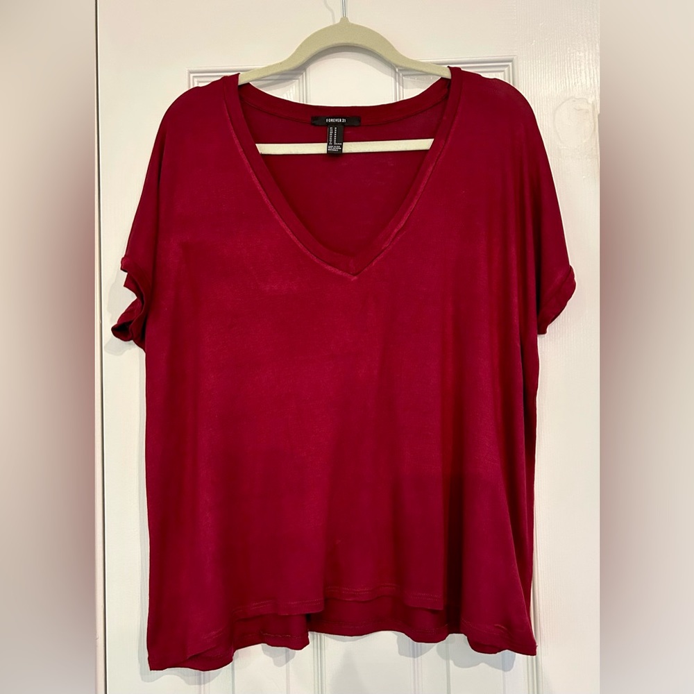 Forever 21 Short Sleeve Dark Red / Burgundy T-Shirt
